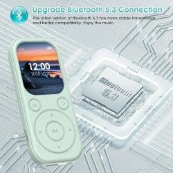 Lecteur mp3 64 go avec bleutooth 5.3 lecteur de musique portable avec qualité sonore hifi et radio fm batterie de 300 mah compre