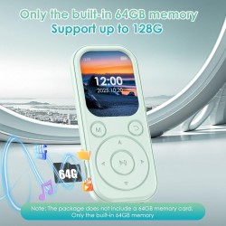 Lecteur mp3 64 go avec bleutooth 5.3 lecteur de musique portable avec qualité sonore hifi et radio fm batterie de 300 mah compre