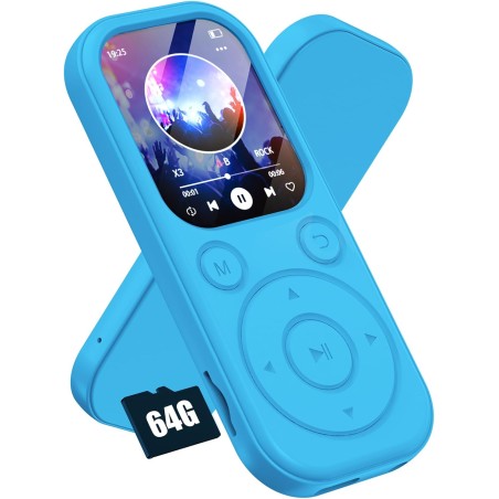 Lecteur mp3 olycism 64 go avec bleutooth 5.3 lecteur de musique portable avec qualité sonore hifi et radio fm batterie de 300 ma