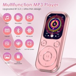 Lecteur mp3 64 go avec bleutooth 5.3 lecteur de musique portable avec qualité sonore hifi et radio fm batterie de 300 mah adapté