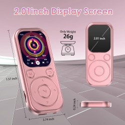 Lecteur mp3 64 go avec bleutooth 5.3 lecteur de musique portable avec qualité sonore hifi et radio fm batterie de 300 mah adapté