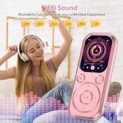 Lecteur mp3 64 go avec bleutooth 5.3 lecteur de musique portable avec qualité sonore hifi et radio fm batterie de 300 mah adapté