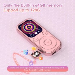 Lecteur mp3 64 go avec bleutooth 5.3 lecteur de musique portable avec qualité sonore hifi et radio fm batterie de 300 mah adapté