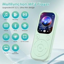 Lecteur mp3 olycism 64 go avec bleutooth 5.3 lecteur de musique portable avec qualité sonore hifi et radio fm batterie de 300 ma