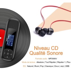 AGPTEK 40Go Lecteur MP3 USB Portable avec Écran LCD, Lecteur Musique Clé USB Mini Baladeur avec FM Enregistrement pour Travail É
