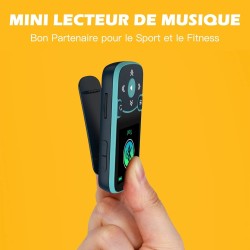 Agptek 64go mp3 bleutooth 5.3 avec clip, lecteur mp3 baladeur sport portable hifi, lecteur musique avec bouton volume, radio fm/