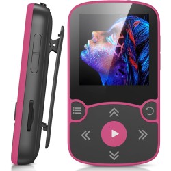 Agptek 64go mp3 bleutooth 5.3 avec clip, lecteur mp3 baladeur sport portable hifi, lecteur musique avec bouton volume, radio fm/