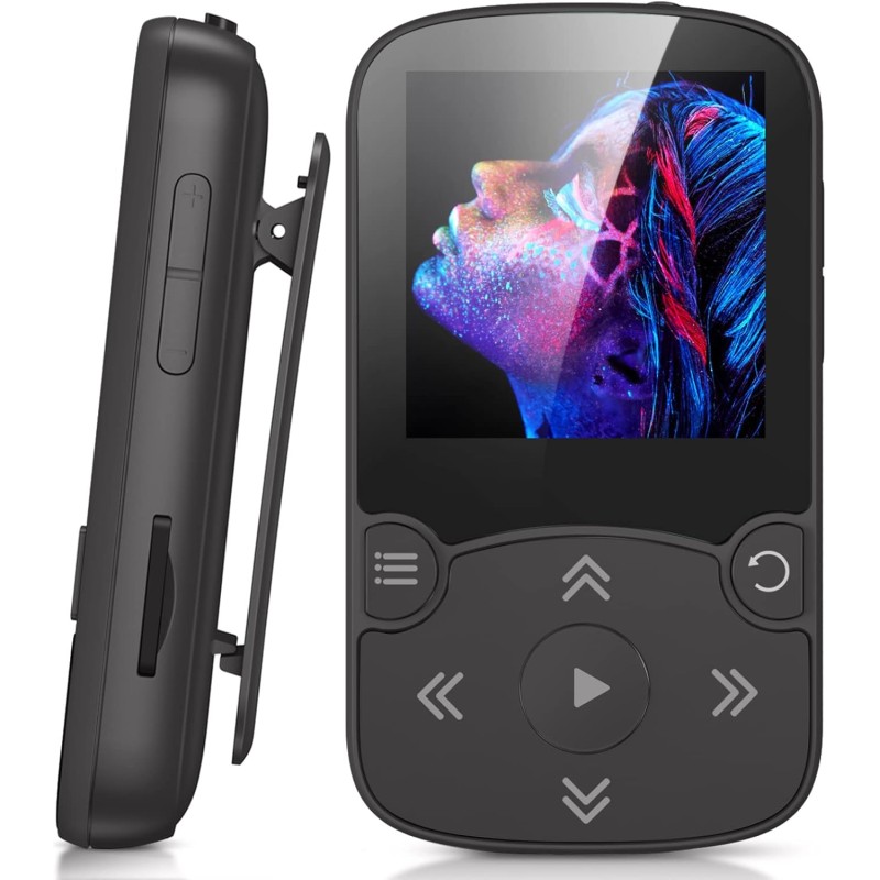 Agptek 32go mp3 bleutooth 5.3 avec clip, lecteur mp3 baladeur sport portable hifi, lecteur musique avec bouton volume, radio fm/