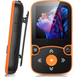 Agptek lecteur mp3 bleutooth 5.3 avec clip, 32go baladeur sport portable, lecteur de musique avec bouton volume indépendant/radi