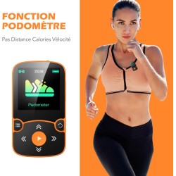 Agptek lecteur mp3 bleutooth 5.3 avec clip, 32go baladeur sport portable, lecteur de musique avec bouton volume indépendant/radi