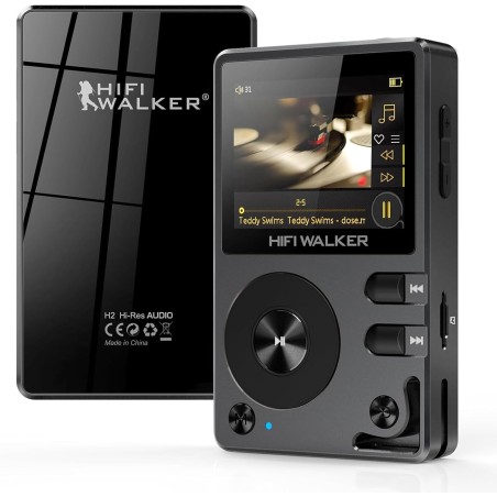 Hifi walker h2 lecteur mp3 bleutooth hi-res, baladeur mp3 hifi audiophile flac de musique avec dsd dac, lecteur audio portable h