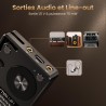 Hifi walker h2 lecteur mp3 bleutooth hi-res, baladeur mp3 hifi audiophile flac de musique avec dsd dac, lecteur audio portable h