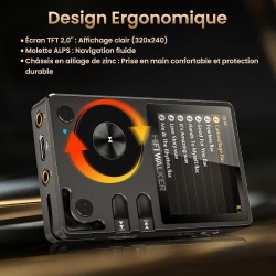 Hifi walker h2 lecteur mp3 bleutooth hi-res, baladeur mp3 hifi audiophile flac de musique avec dsd dac, lecteur audio portable h