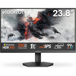 KOORUI G2411P Ecran PC Gamer 24 Pouces, 200Hz Ecran Gaming, Fast IPS, FHD 1080P, 1ms, HDR 400, Adaptive Sync, VESA 75x75mm, HDMI