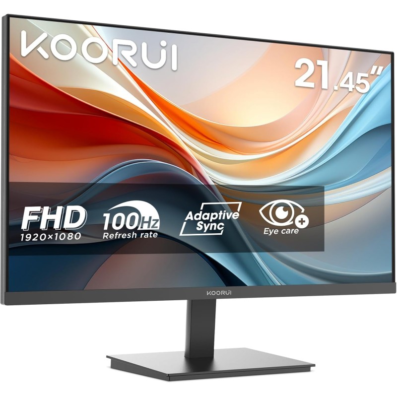 KOORUI E2212F 21.45 Pouces Ecran PC, FHD 1920 x 1080 100Hz Moniteur, Adaptive Sync HDMI 1.4, Eye Care, inclinable de -5° à 15°, 