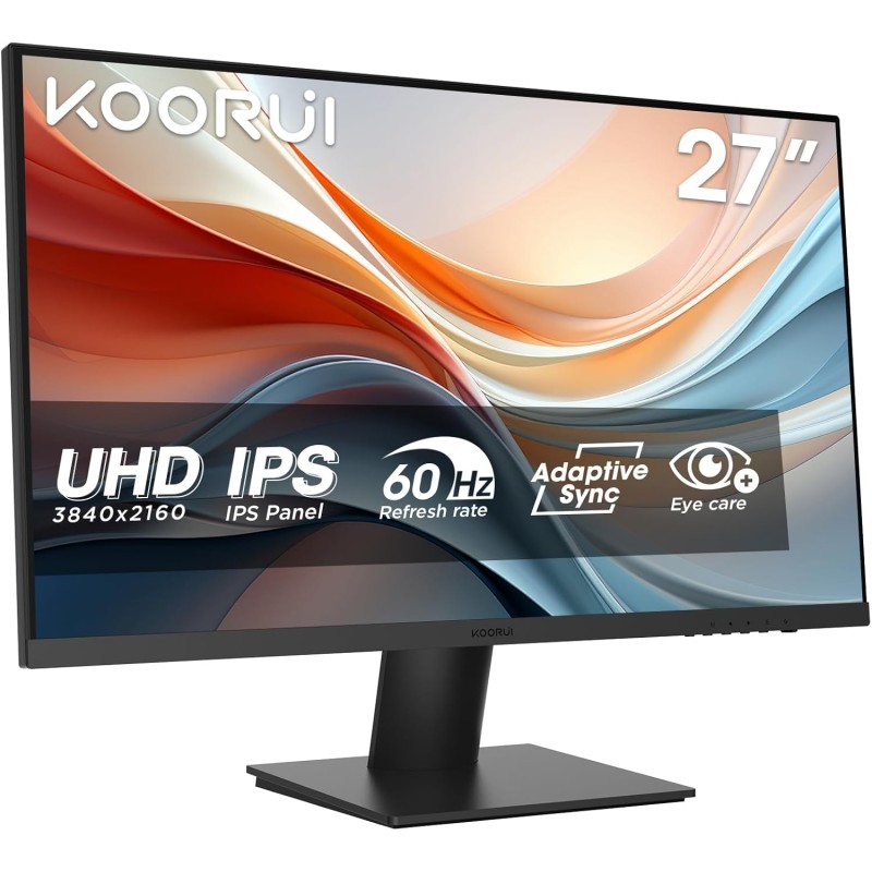 KOORUI N07 27 Pouces Écran PC, 4K Moniteur UHD(3840x2160), IPS 60Hz HDR10 Adaptive Sync, 2X HDMI 2.0 & DisplayPort 1.4, VESA 100