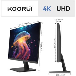 KOORUI N07 27 Pouces Écran PC, 4K Moniteur UHD(3840x2160), IPS 60Hz HDR10 Adaptive Sync, 2X HDMI 2.0 & DisplayPort 1.4, VESA 100