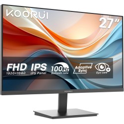 KOORUI E2711F 27 Pouces Ecran PC, FHD 1920 x 1080 100Hz Moniteur,IPS,Adaptive Sync HDMI 1.4, Eye Care, inclinable de -5° à 15°, 