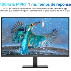 KOORUI E2721F 27 Pouces Ecran PC, QHD 2560 x 1440 100Hz Moniteur,IPS 1ms, Adaptive Sync HDMI 2.0, Eye Care, inclinable de -5° à 