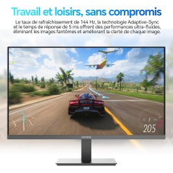 KOORUI E2711K 27 Pouces Ecran PC, FHD 1920 x 1080 144Hz Ecran pc Gamer,IPS,Adaptive Sync HDMI 1.4 Gaming Moniteur, Eye Care, inc