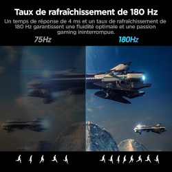 KOORUI 27'' Ecran PC Gamer 180hz Incurvé 1500R, Moniteur PC Dalle VA, Résolution FHD (1080P), DCI-P3 90%, Inclinaison réglable, 