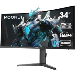 KOORUI Gaming Monitor 34 Pouces incurvé, 1440P 165Hz 1ms WQHD, FreeSync Compatible avec G-Sync, HDMI 2.0 Display Port, 1000R HDR