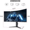 KOORUI Gaming Monitor 34 Pouces incurvé, 1440P 165Hz 1ms WQHD, FreeSync Compatible avec G-Sync, HDMI 2.0 Display Port, 1000R HDR