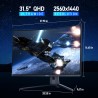 KOORUI Écran PC Gaming Incurvé 31,5 Pouces, Ultrawide QHD(2560 * 1440), 1500R, UltraLarge, VA, 170Hz, 2xHDMI (170HZ Or 144HZ), D