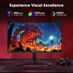 KOORUI 27'' Ecran PC Gaming Incurvé 1500R, Moniteur PC Dalle VA, Résolution QHD (2560X1440), 180HZ,1MS, DCI-P3 85%, Lunette Ultr