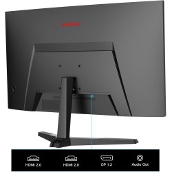 KOORUI 24'' Ecran PC Gamer Incurvé, 180Hz 1ms FHD PC Moniteur Gaming 1500R, Adaptive Sync VESA 100x100mm, Inclinaison réglable, 