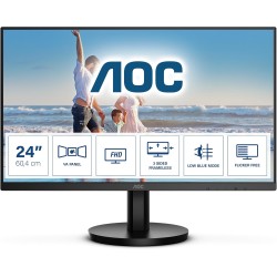 Aoc 24b3hm - écran fhd 24 pouces, 75hz, va, 4ms, freesync, low bleu light, anti-scintillement, support vesa, sans cadre (1920 x 