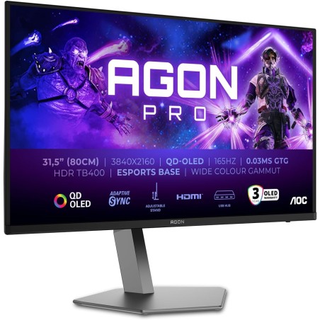 AOC Agon Pro AG326UDAM - Moniteur de Jeu UHD OLED 32 Pouces, 165 Hz, 0,03 ms, HDR400, FreeSync Prem. Pro, Version G-Sync. (3840x