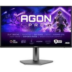 AOC Agon Pro AG326UDAM - Moniteur de Jeu UHD OLED 32 Pouces, 165 Hz, 0,03 ms, HDR400, FreeSync Prem. Pro, Version G-Sync. (3840x