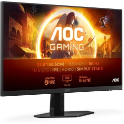 AOC Gaming 24G4XED - Moniteur 24 Pouces FHD, 180 Hz, 1 ms, FreeSync Prem., G-Sync comp., HDR10 (1920x1080, HDMI 2.0, DisplayPort