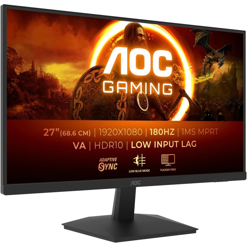AOC Gaming 27G15N, Moniteur Full HD 27 Pouces, 180 Hz, VA Rapide, 1 ms, synchronisation adaptative, HDR10, Faible décalage d'ent