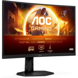 AOC Gaming CQ27G4X - Moniteur incurvé QHD 27 Pouces, 180 Hz, 0,5 ms, FreeSync Prem., HDR10 (2560x1440, DisplayPort, 2X HDMI) Noi