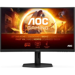 AOC Gaming CQ27G4X - Moniteur incurvé QHD 27 Pouces, 180 Hz, 0,5 ms, FreeSync Prem., HDR10 (2560x1440, DisplayPort, 2X HDMI) Noi