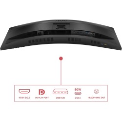 AOC WQHD CU34E4CV 34 Pouces Moniteur, 120 Hz, VA, 4 ms, synchronisation adaptative, HDR Ready/HDR10, réglage de la Hauteur, Haut