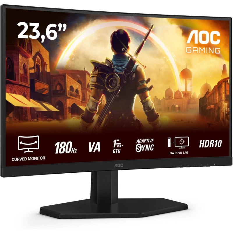 AOC Gaming C24G42E - Moniteur incurvé Full HD 24 Pouces, 180 Hz, 0,5 ms, FreeSync Premium (1920x1080, 1x HDMI 2.0, 1x DisplayPor