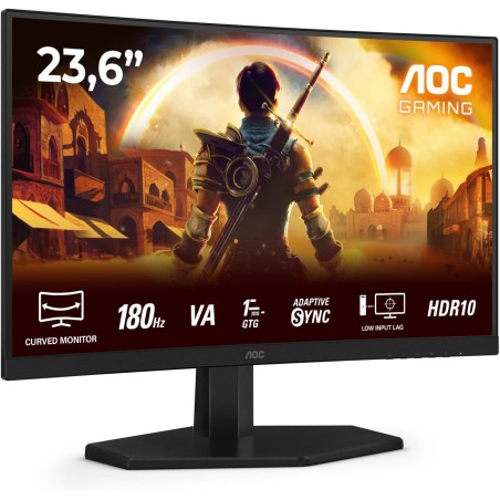AOC Gaming C24G42E - Moniteur incurvé Full HD 24 Pouces, 180 Hz, 0,5 ms, FreeSync Premium (1920x1080, 1x HDMI 2.0, 1x DisplayPor