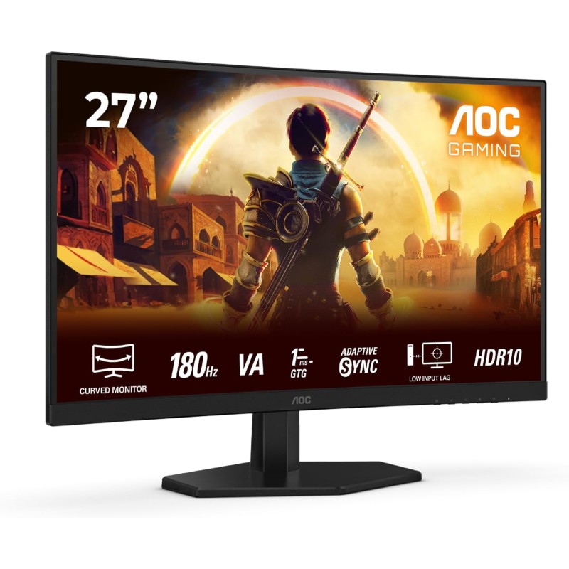 AOC Gaming C27G42E - Moniteur incurvé Full HD 27 Pouces, 180 Hz, 0,5 ms, FreeSync Premium (1920x1080, 1x HDMI 2.0, 1x DisplayPor