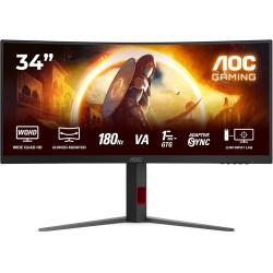 AOC Gaming CU34G4 - Moniteur Quad HD 34 Pouces, 180 Hz, 1 ms, FreeSync Prem., HDR10 (2560x1440, 1x HDMI 2.0, 1x DisplayPort 1.4)
