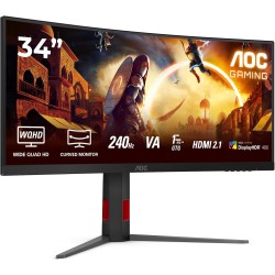 AOC Gaming CU34G4Z - Moniteur incurvé WQHD 34 Pouces, 240 Hz, FreeSync Prem., HDR400 (3440x1440, 1ms GtG, 2X HDMI 2.1, 1x Displa