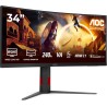 AOC Gaming CU34G4Z - Moniteur incurvé WQHD 34 Pouces, 240 Hz, FreeSync Prem., HDR400 (3440x1440, 1ms GtG, 2X HDMI 2.1, 1x Displa