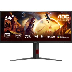 AOC Gaming CU34G4Z - Moniteur incurvé WQHD 34 Pouces, 240 Hz, FreeSync Prem., HDR400 (3440x1440, 1ms GtG, 2X HDMI 2.1, 1x Displa