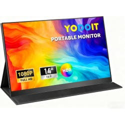 Yodoit Écran Portable 14", 1920 × 1080 100% sRGB FHD Ecran IPS avec USB Type C Haut-Parleurs Intégrés Soin des Yeux pour PC, Ord
