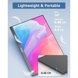 Yodoit Écran Portable 14", 1920 × 1080 100% sRGB FHD Ecran IPS avec USB Type C Haut-Parleurs Intégrés Soin des Yeux pour PC, Ord