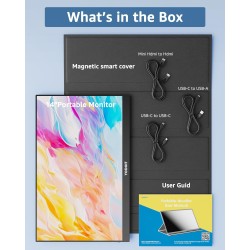 Yodoit Écran Portable 14", 1920 × 1080 100% sRGB FHD Ecran IPS avec USB Type C Haut-Parleurs Intégrés Soin des Yeux pour PC, Ord
