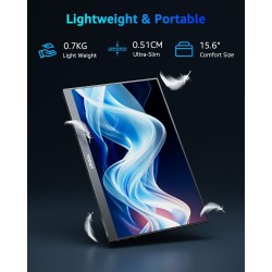 Yodoit Écran Portable 15,6" 144 Hz, 1920 × 1080 FHD Moniteur IPS 100% SRGB Display HDMI USB Type C avec Haut-parleurs Intégrés p