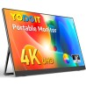 Yodoit Écran Portable 16" 4K, UHD Moniteur Portable 3840 × 2160 IPS Display HDMI USB Type C HDR Ecran avec Haut-parleurs Intégré